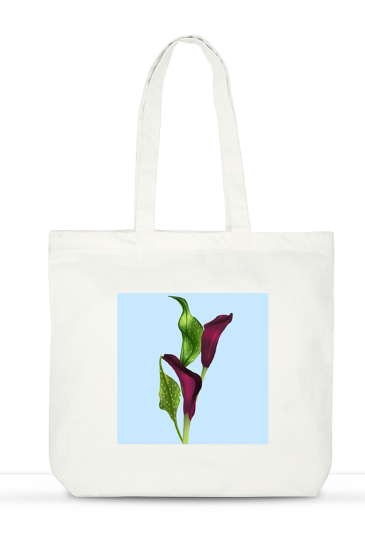 Lily in the Sky Large Tote Bag with Zipper & Pockets