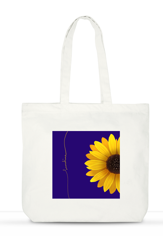 Blue Sunshine Large Tote Bag with Zipper & Pockets