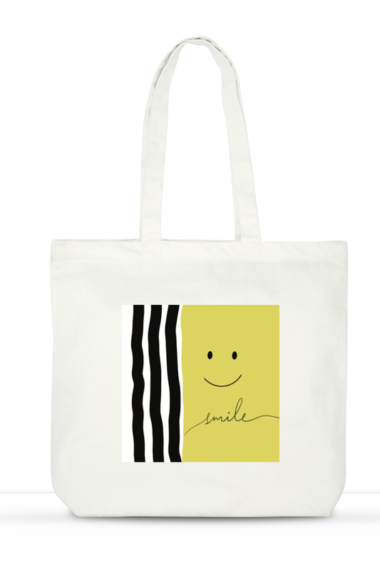 Smile Large Tote Bag with Zipper & Pockets