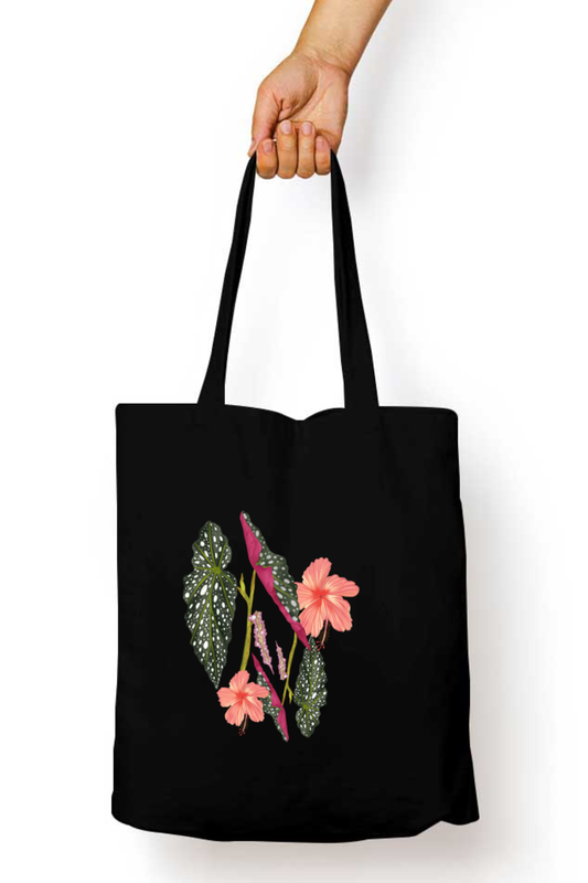 Tropical Begonia Tote Bag with Zipper